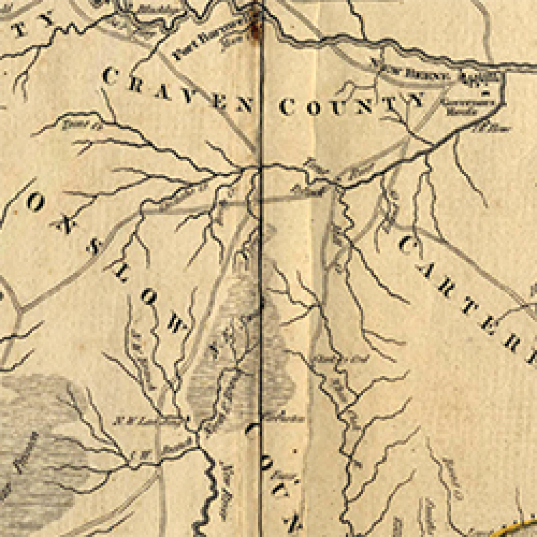 Zoomed in view of a North Carolina map of counties